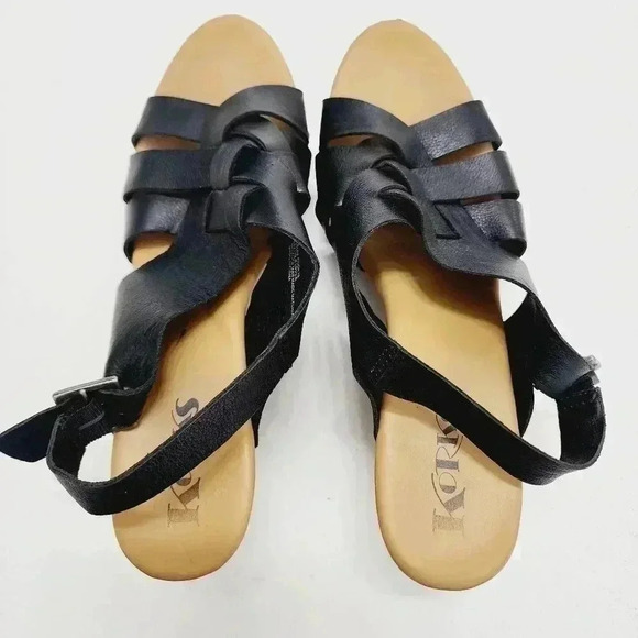 Korks Leather Ankle Strap Block Wedge Heels Women's 10 - Picture 6 of 11